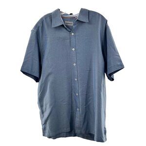 Newport Isle Men's Button Down Short Sleeve Shirt Light Blue Size XL